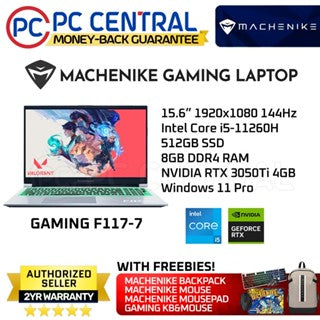 MACHENIKE F117-7 | Intel Core i5-11260H | RTX 3050Ti 4GB | 8GB DDR4 RAM | 512GB SSD | WIN 11 PRO (PC CENTRAL)