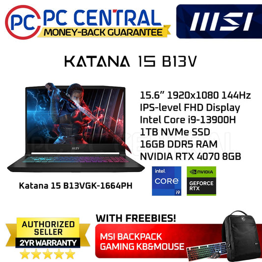 MSI KATANA 15 (B13VGK-1664PH) Gaming Laptop | Intel Core i9-13900H (14 cores) | 16GB DDR5 RAM | 1TB SSD | RTX 4070 8GB (PC CENTRAL)