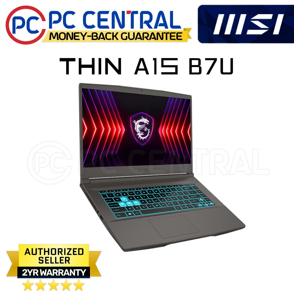 MSI Thin A15 (B7UCX -084PH) Gaming Laptop | AMD Ryzen 5 7535HS (6 cores) | RTX 2050 4GB | 512GB SSD | 8GB RAM DDR5 | WIN 11 Home (PC CENTRAL)