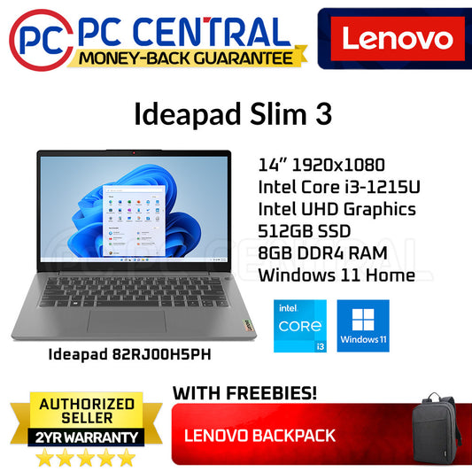 Lenovo Ideapad 3 141au7 82RJ00H5PH | 14" | Intel i3-1215U | 8GB DDR4 RAM | 512GB SSD | Intel UHD | WIN 11 HOME | PC CENTRAL