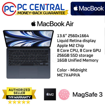 Apple MacBook Air M2  | 13.6-inch | 8C CPU | 8C GPU | 16GB Unified Memory | 256GB SSD