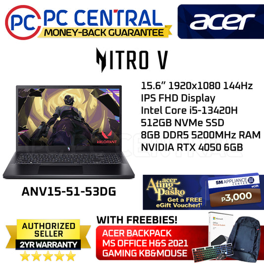 Acer Nitro V (ANV15-51-53DG) 53DG | Intel Core i5-13420H | 512GB SSD | RTX 4050 6GB (PC CENTRAL)