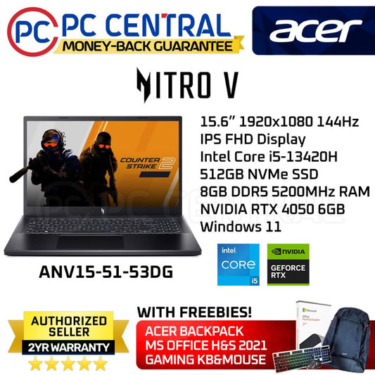 Acer Nitro V (ANV15-51-53DG) 53DG | Intel Core i5-13420H | 512GB SSD | RTX 4050 6GB (PC CENTRAL)