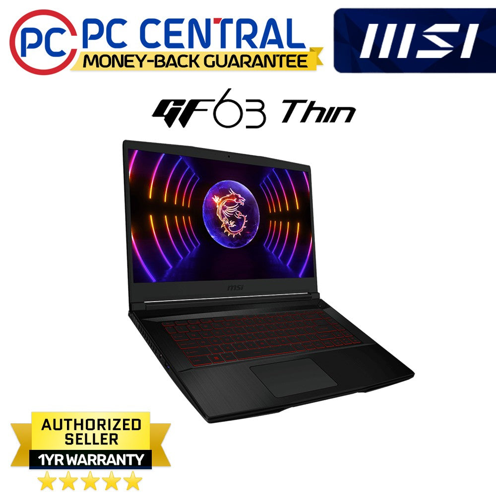 MSI GF63 Thin (GF63 11UC-1467PH) Gaming Laptop | Intel i5-11260H (6 cores) | RTX 3050 | 512GB SSD | 8GB RAM | WIN 11 (PC CENTRAL)