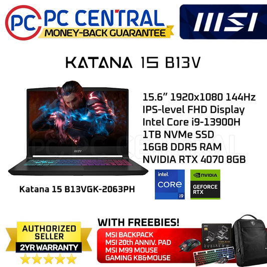 MSI KATANA 15 (B13VGK-2063PH) Gaming Laptop | Intel Core i9-13900H (14 cores) | 16GB DDR5 RAM | 1TB SSD | RTX 4070 8GB (PC CENTRAL)