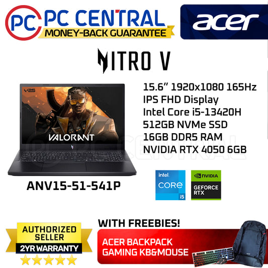 Acer Nitro 15 ANV15-51-541P | 15.6" | Intel Core i5-13420H | 16GB DDR5 RAM | 512GB SSD | RTX 4050 6GB | WINDOWS 11 HOME | PC CENTRAL