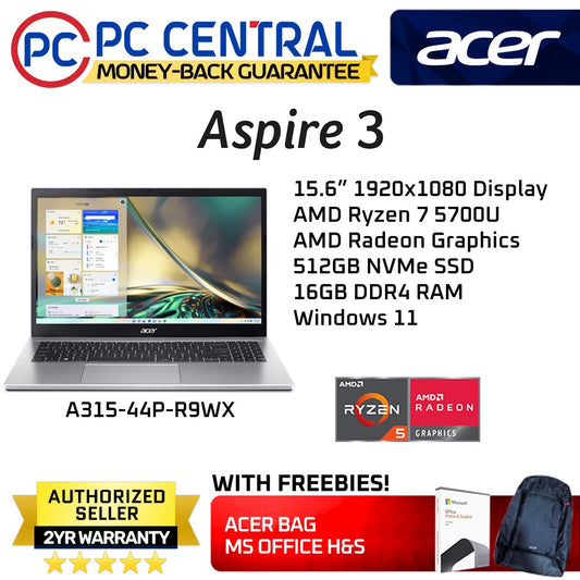 Acer Aspire 3 R9WX (A315-44P-R9WX) 15.6" | AMD Ryzen 7 5700U | 16GB DDR4 RAM | 512GB SSD |  Win11, FREE MS OFFICE LIFETIME (PC CENTRAL)